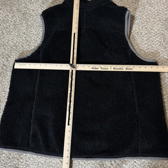 L.L.Bean Fleece Vest Mens XL Black Sherpa High Pile Lined Full Zip Pockets - Picture 7 of 9